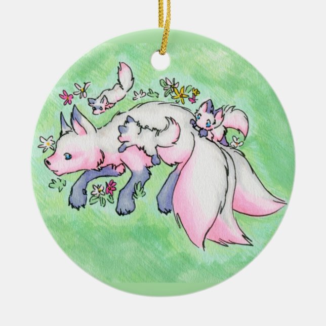 Fox Ceramic Tree Decoration (Front)