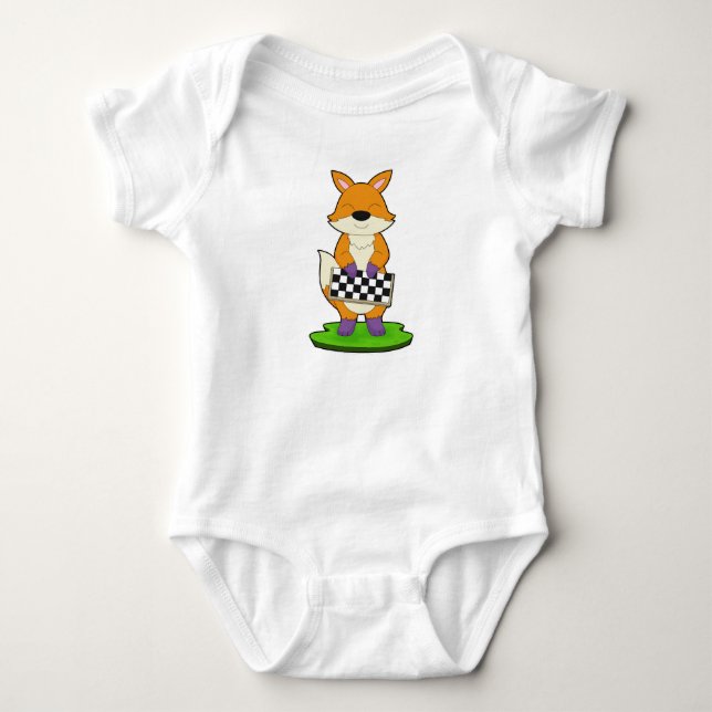 Fox Chess Chessboard Board game Baby Bodysuit (Front)
