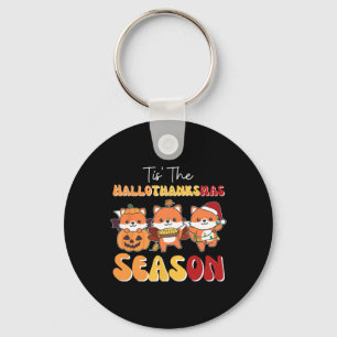 Fox Christmas Halloween Tis' The Hallothanksmas Se Key Ring