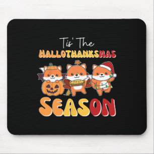 Fox Christmas Halloween Tis' The Hallothanksmas Se Mouse Mat
