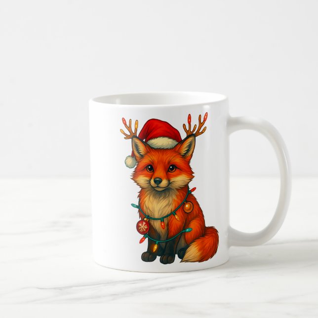 Fox Christmas Lights Xmas  Coffee Mug (Right)