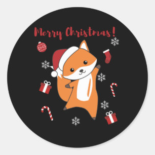 Fox Christmas Snow Winter Animals Foxes Classic Round Sticker