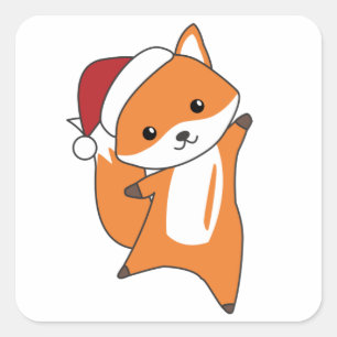 Fox Christmas Snow Winter Animals Foxes Square Sticker