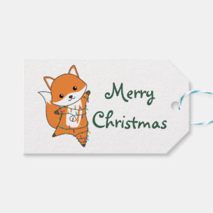 Fox Christmas Snow Winter Animals Foxes Trucker Ha Gift Tags