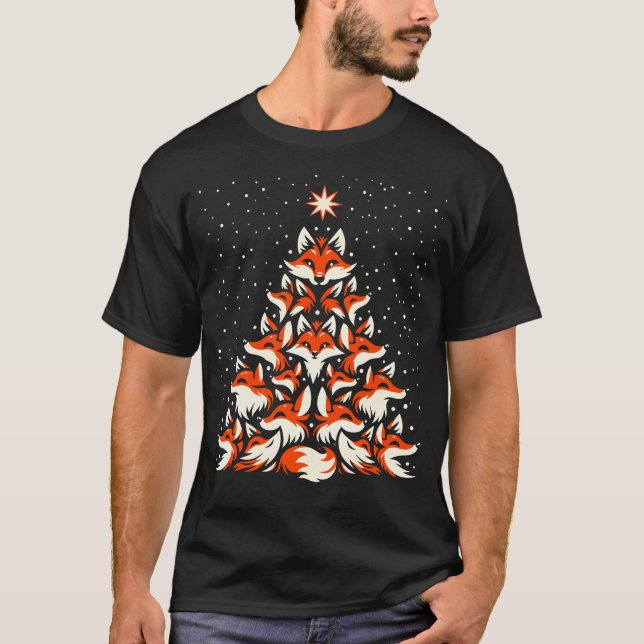 Fox Christmas Tree Costume Cute Holiday T-Shirt (Front)