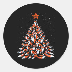 Fox Christmas Tree Fox Xmas Christmas Tree  Classic Round Sticker
