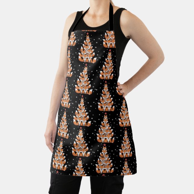Fox Christmas Tree Fox Xmas Tree Funny Animal Apron (Insitu)