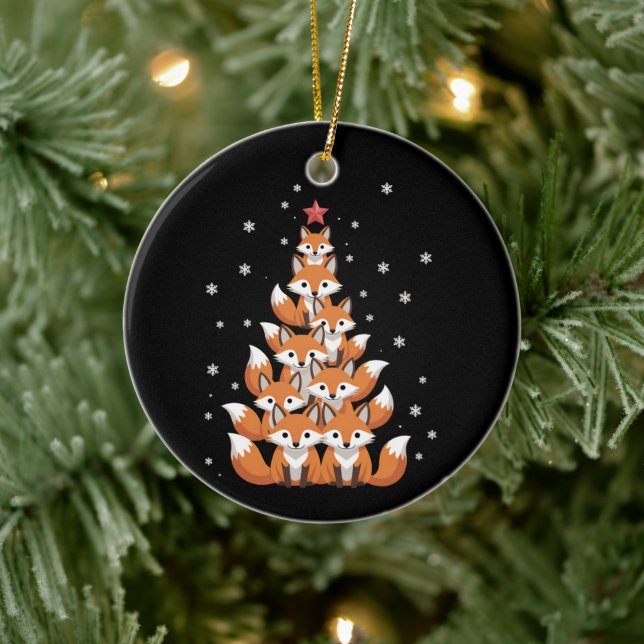 Fox Christmas Tree Fox Xmas Tree Funny Animal Ceramic Tree Decoration (Tree)
