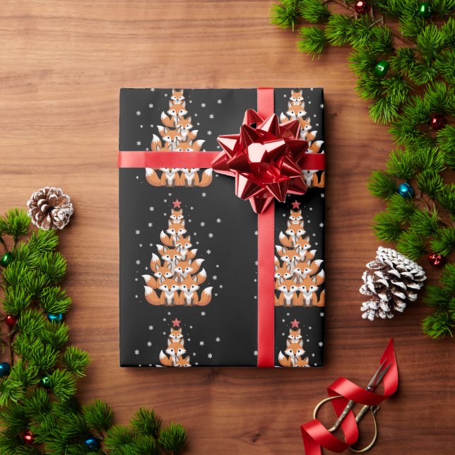Fox Christmas Tree Fox Xmas Tree Funny Animal Wrapping Paper (Holiday Gift)