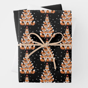 Fox Christmas Tree Fox Xmas Tree Funny Animal Wrapping Paper Sheet
