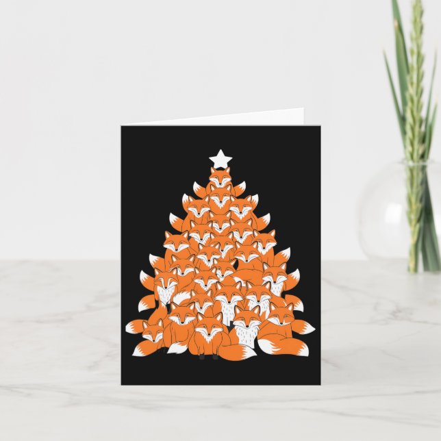 Fox Christmas Tree Fox Xmas Tree Funny Fox Christm Card (Front)