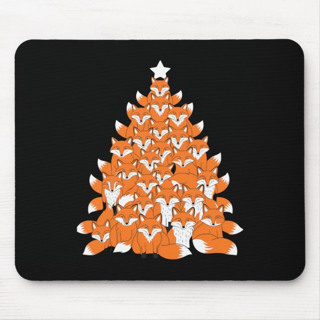 Fox Christmas Tree Fox Xmas Tree Funny Fox Christm Mouse Mat (Front)