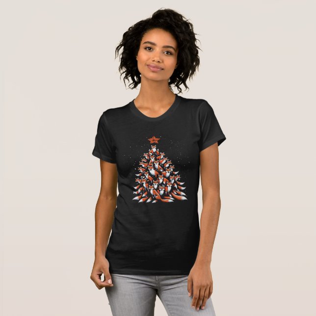 Fox Christmas Tree Fox Xmas Tree  T-Shirt (Front Full)