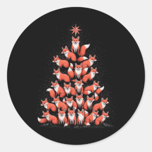 Fox Christmas Tree Fox Xmas Tree Women & Boys Classic Round Sticker