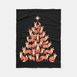 Fox Christmas Tree Fox Xmas Tree Women &amp; Boys  Fleece Blanket