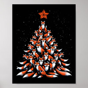 Fox Christmas Tree Fox Xmas Tree Women &amp; Boys  Poster
