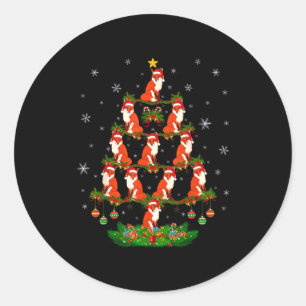 Fox Christmas Tree Funny Xmas Lover Classic Round Sticker