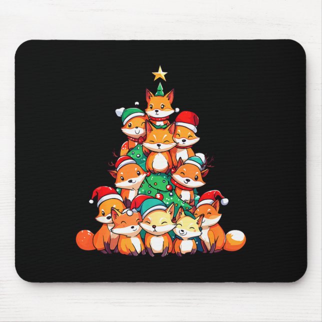 Fox Christmas Tree Xmas Girls Boys Funny Santa  Mouse Mat (Front)