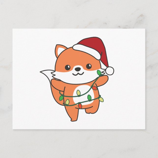Fox Christmas Winter Animals Holiday Foxes Postcard (Front)
