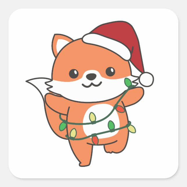 Fox Christmas Winter Animals Holiday Foxes Square Sticker (Front)