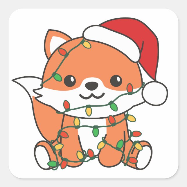 Fox Christmas Winter Animals Holiday Foxes Square Sticker (Front)