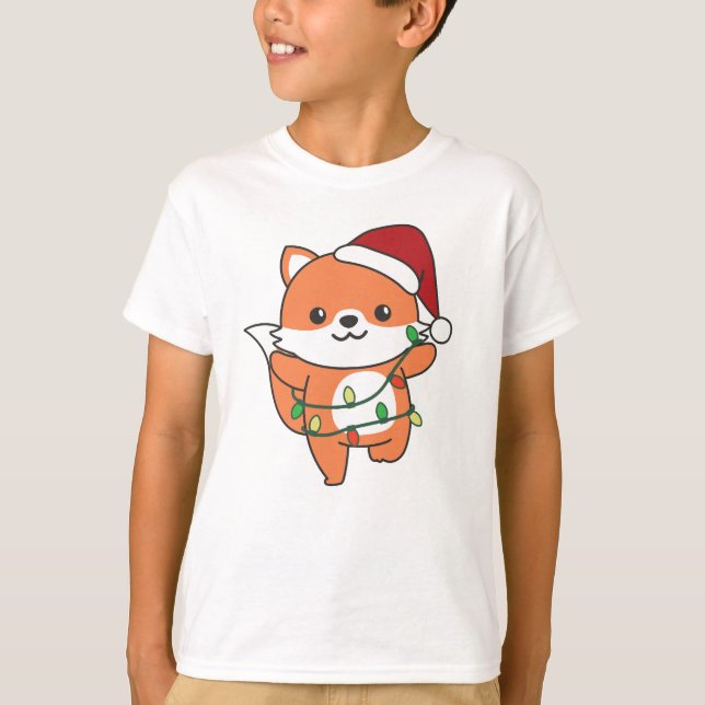 Fox Christmas Winter Animals Holiday Foxes T-Shirt (Front)