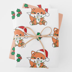 Fox Christmas Winter Animals Holiday Foxes Wrapping Paper Sheet