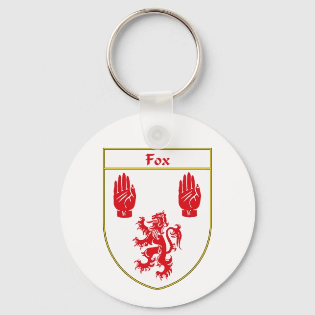 Fox Coat of Arms/Family Crest Key Ring (Front)