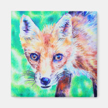 Fox coloured pencil magnet - art