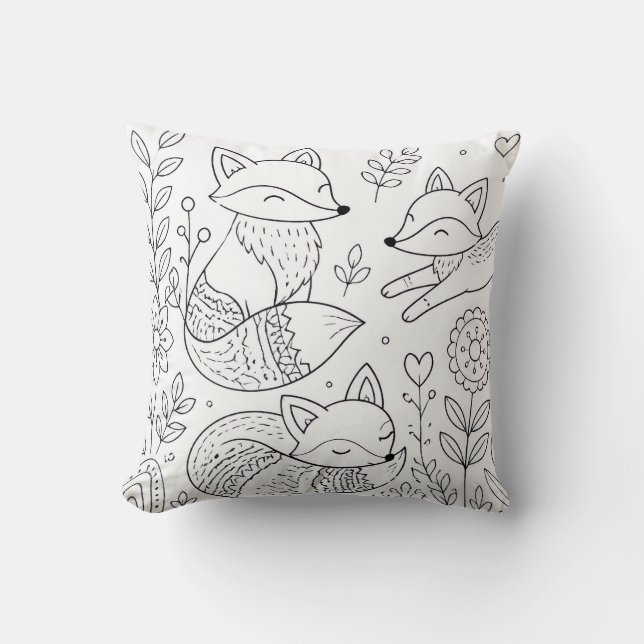 Fox Colouring Book Pillow (Front)