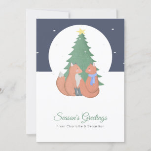 Fox Couple Christmas Tree Holiday Card