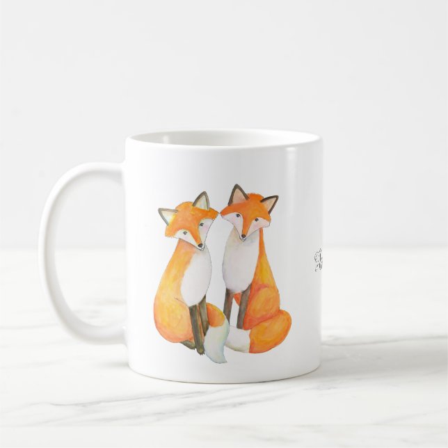 Fox Couple, cute foxy red fox couple custom name Coffee Mug (Left)