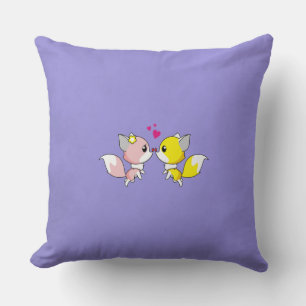 Fox Couple Kissing with Little Hearts Overhead Cushion