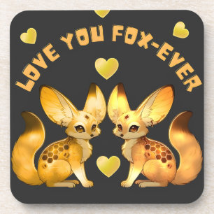  Fox Couple Valentine Art Coaster