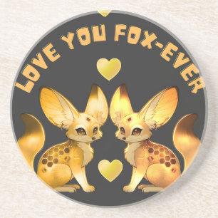  Fox Couple Valentine Art Coaster