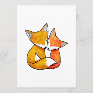 Fox Couple Wedding Invitation Cute Woodland Foxes