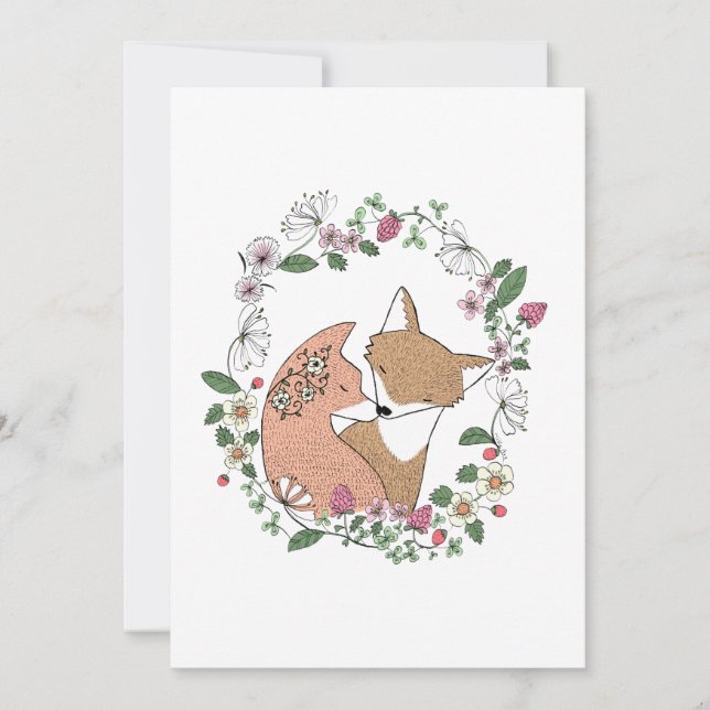 Fox Couple Wedding Invitation Woodland Wedding (Front)