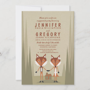 Fox Couple Woodland Engagement Party Invitation