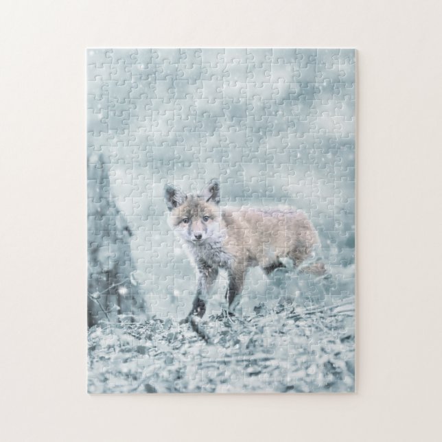 Fox Cub in the Snow Jigsaw Puzzle (Vertical)