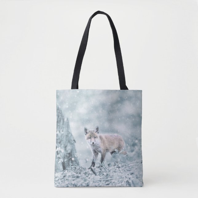 Fox Cub in the Snow Tote Bag (Front)