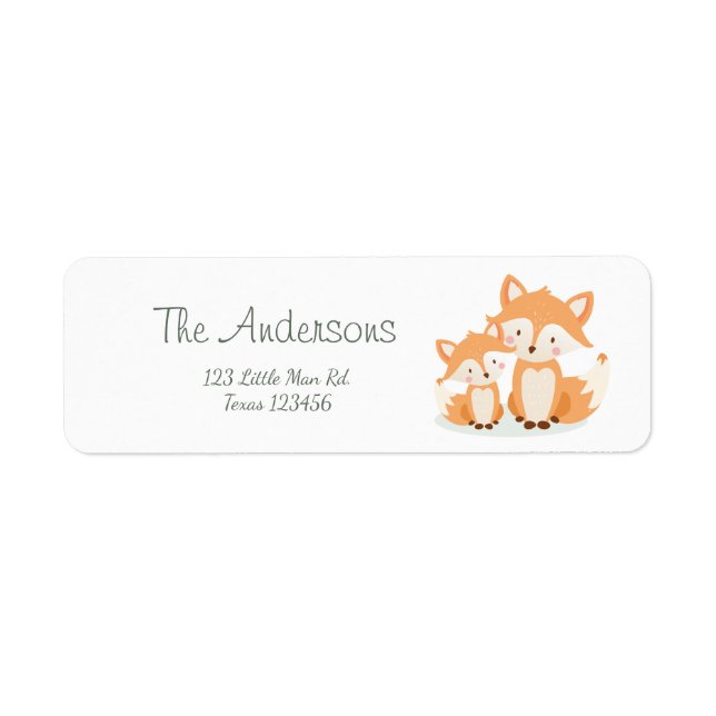 Fox cub Return Address Labels Cute Baby shower (Front)