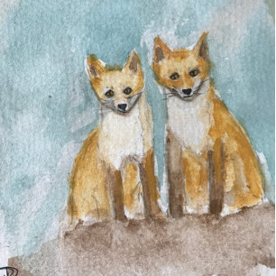 Fox Cubs Tea Towel