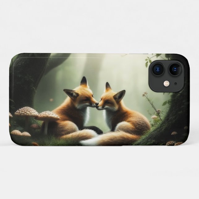 Fox Cuddle in Misty Forest  Case-Mate iPhone Case (Back (Horizontal))