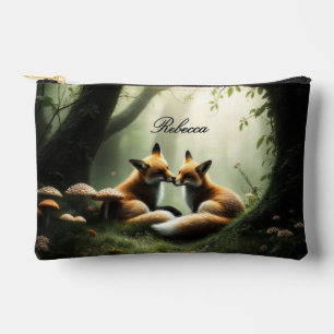 Fox Cuddle in Misty Forest Personalised Accessory Pouch
