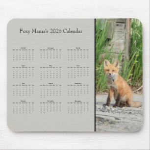 Fox - Customizable full year 2026 calendar Mouse Mat