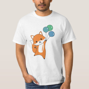 Fox Cute Animals Flies Balloons Children T-Shirt