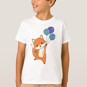Fox Cute Animals Flies Balloons Children T-Shirt