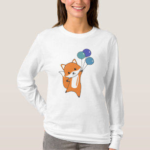 Fox Cute Animals Flies Balloons Children T-Shirt