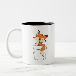 Fox Cute Drawing Fox in Pocket Cute Fox Clipart  Two-Tone Coffee Mug