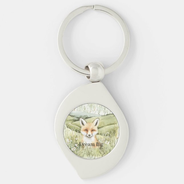 Fox Daisy Flowers Key Ring (Front)